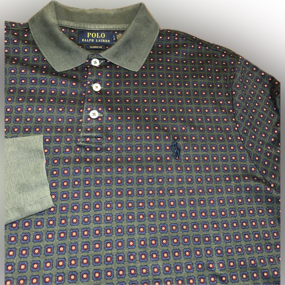 NWOT Polo Ralph Lauren Classic Fit All Over Geometric Print Preppy Old Money L